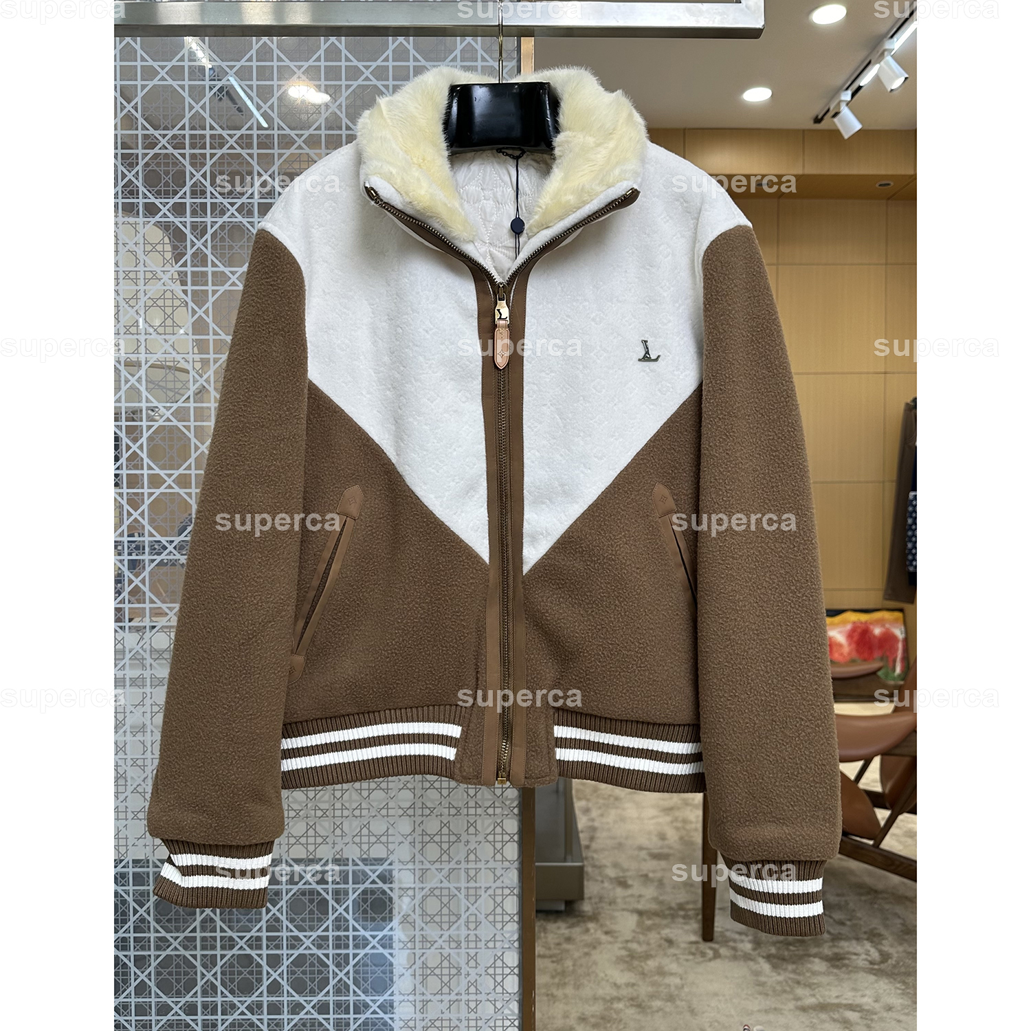 Luxury Designer Unisex Color Block Padded Jacket, Wool Collar Patchwork Warm Cotton Coat, Retro Streetwear Winter Outerwear for Men Women