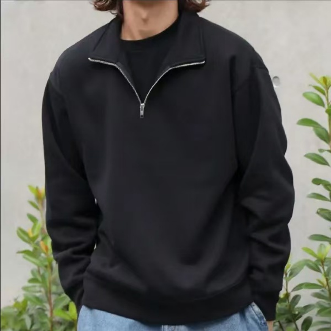 2026 Casual Fleece Tops Men Sport Classic Stand Collar Sweatshirts Mens Quarter Zip Hoodie Basic Pullover 3XL 26L0916