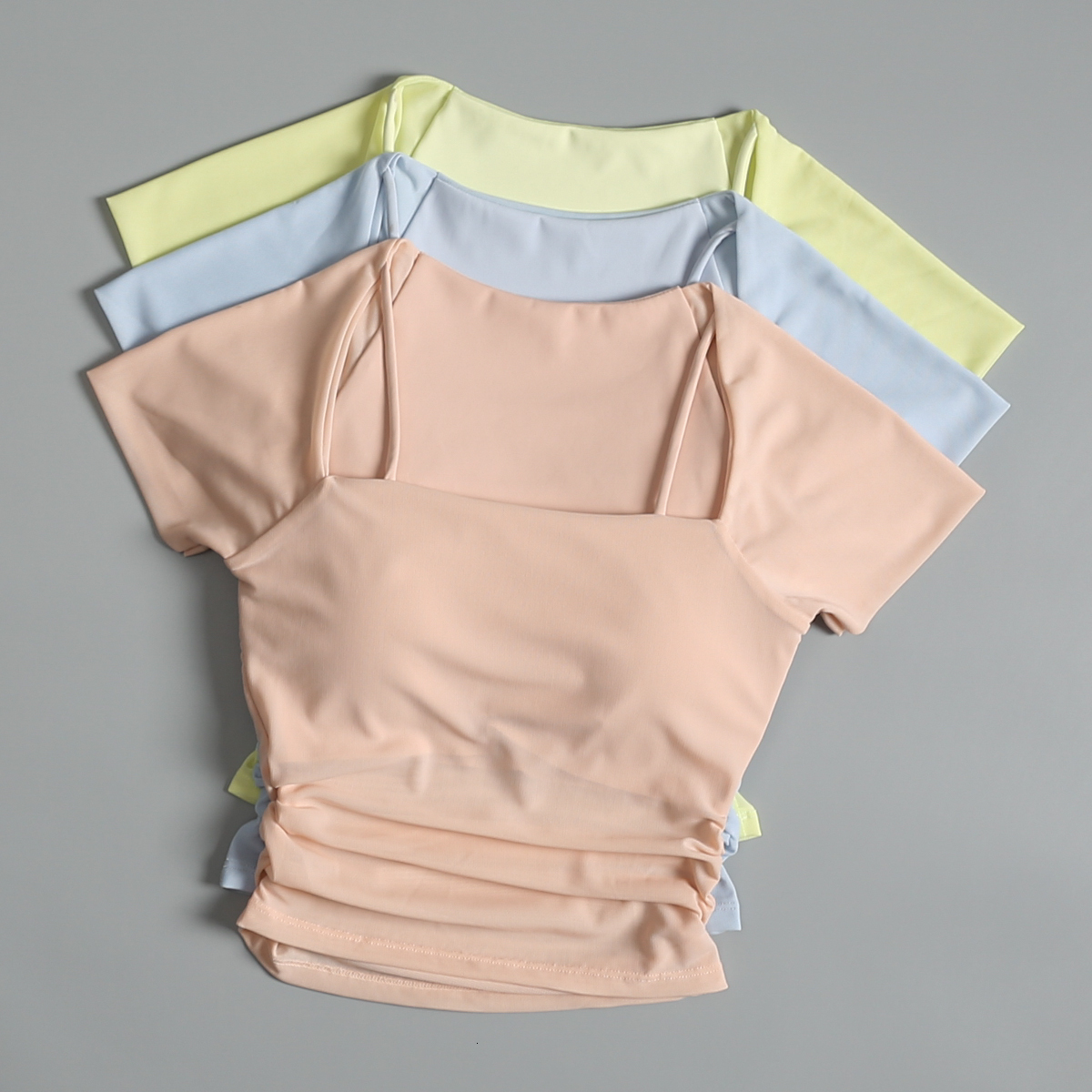 Sports Short-sleeved Summer Mesh Slimming Breathable Quick-drying Yoga Clothes Top with Chest Pad Running Training Fitness Suit 26Y0916
