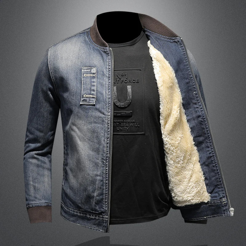Autumn Winter Men Warm Denim Jacket Mens Retro Motorcycle Punk Streetwear Thick Coats Male Plus Velvet Cowboy Outwear 5Xl 260916