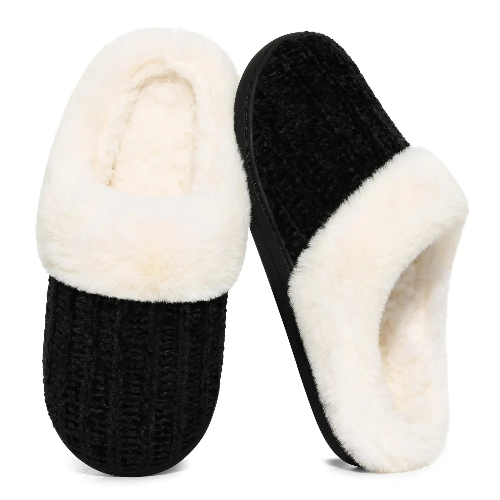 Crestar Womens Fuzzy House Slippers Winter Warm Comfy WoolLike Lined Chenille Indoor Cozy Memory Foam Cotton Shoes 260917
