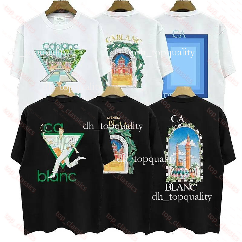 Mens Tshirts Designer Pure Cotton Casaa Blancas Tshirt Crew Neck Shirt Shorts Set Vintage Sweater Loose Short Sleeve Men Casastshirt Tshirts 7cb