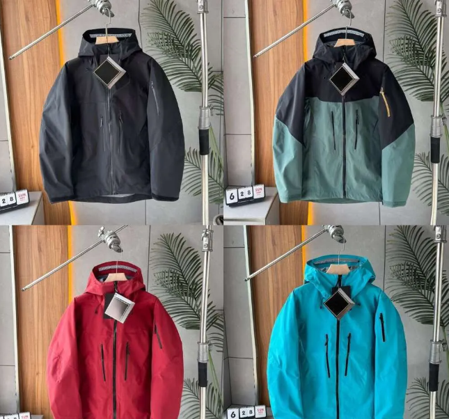 arcterysx jacskest manUnisex Hard Shell Hooded Jacket Windproof Waterproof Lightweight Full Zip Rain Coat For Skiing Hiking Outdoor Sports