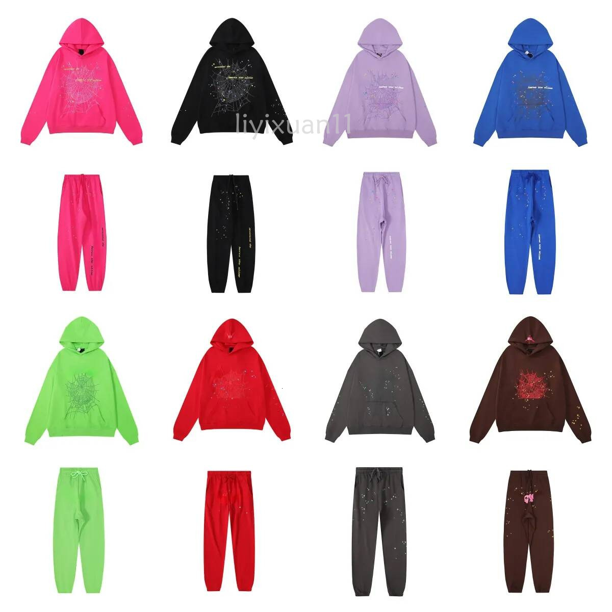 Designer Men's Tracksuits American Streetwear Hip Hop Foam Letter Print Hoodies Luxury Men Women Pink Grid Cobweb Loose Casual Spider Hoodie Sw