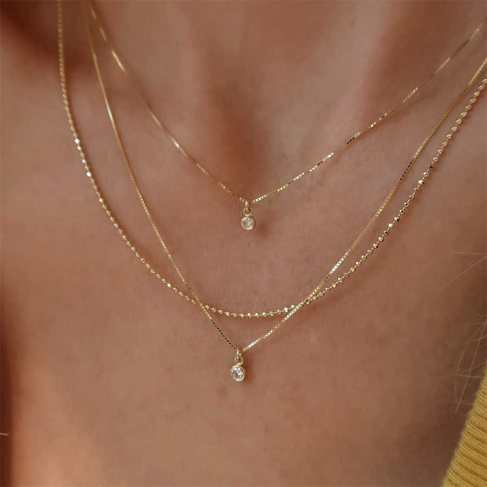 Color Boho Gold Multilevel Geometric Venice Chain Necklace For Women Female Fashion Vintage Round Crystal Pendant Jewelry GiftT260916