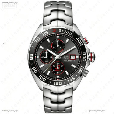 Tagness Wristwatch Senna F One Racing Red Black Bezel Chronograph Steel Band Waterproof Luminous Mens Style Sport Tags Watch Casual Dress Elegant Ne