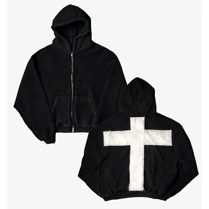 Europe America autumn and winter high street fashion warm hooded sweater letter printing personalized street Y2K loose sweater260915