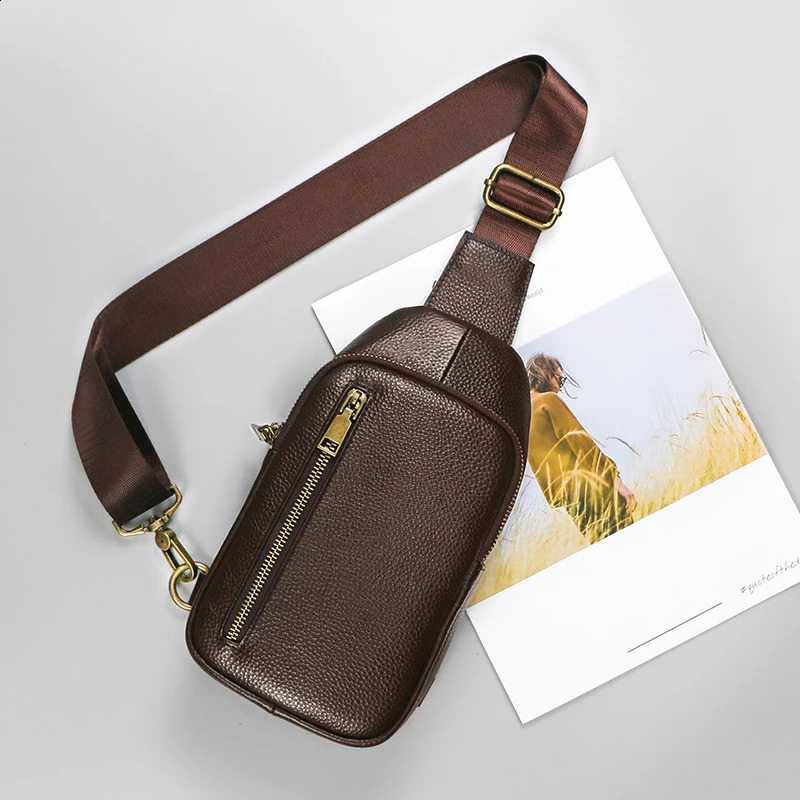Genuine Leather Small Sling Bag Backpack for Men Travel Outdoor Hunting Hiking Camping Crossbody Shoulder Chest Pack Daypack 260916