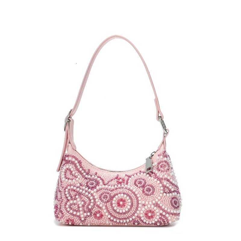 Beaded Sweet Pink Pearl Embroidered Hobo Bag 2026 Summer New FAshionable Versatile Shoulder and Handbag Bolsas Feminina H260916