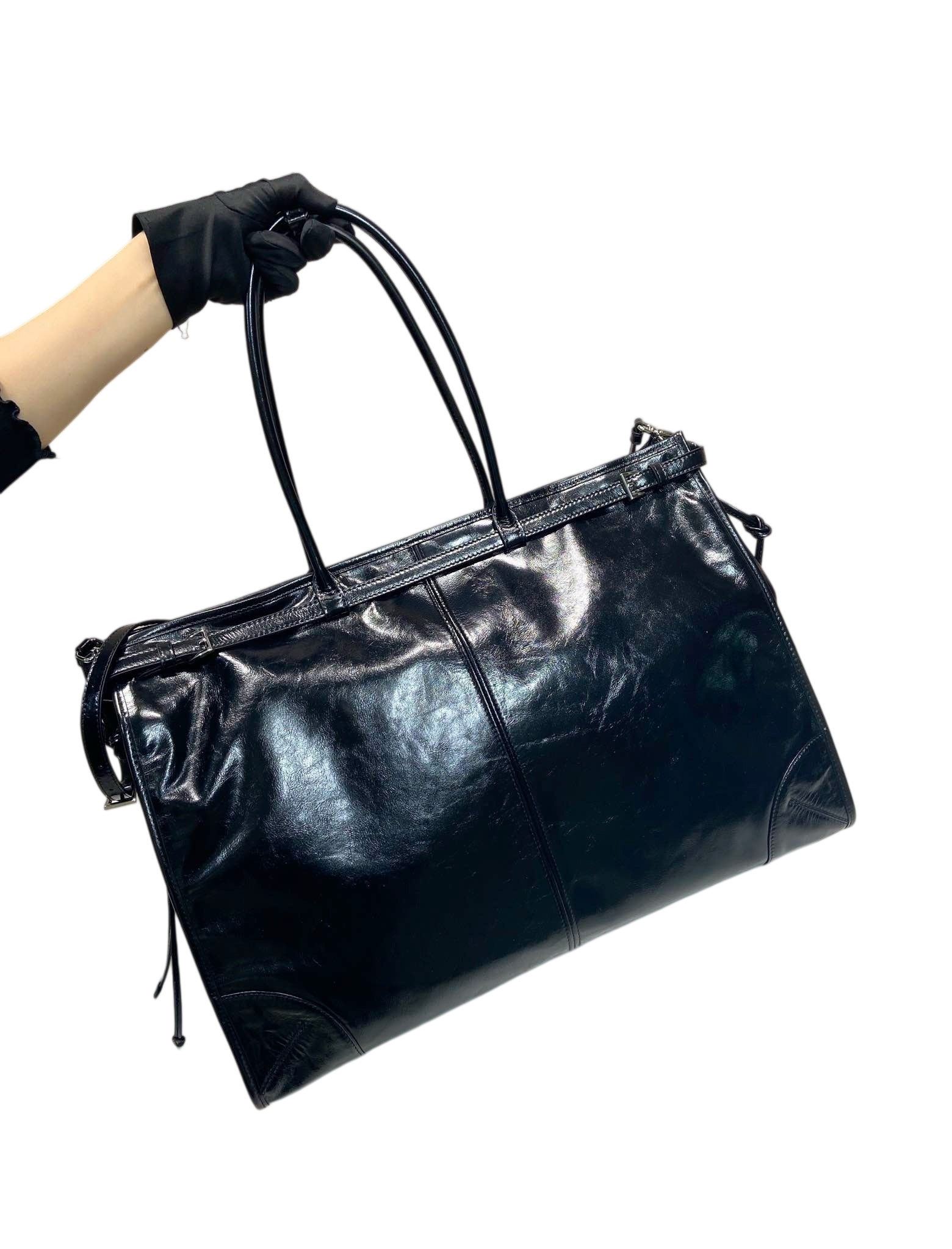 man extra large size designer toers 50CM brand handbag genuine oil was leather black burgundy green colors