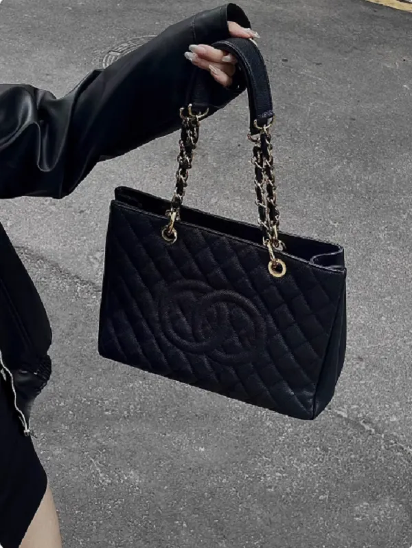 10A Top Luxury GST Bag Top grade Caviar Cow Leather Classic Quilted Plaid Metal Chain Shoulder Bag Designer Women's Shopping Bag Vintage Undera