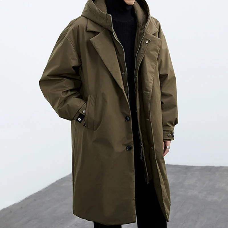 Spring and Autumn Fashion Solid Color Windproof Long Trench Coat Men's Casual Loose Large Size High Quality Coat M-5XL 260915