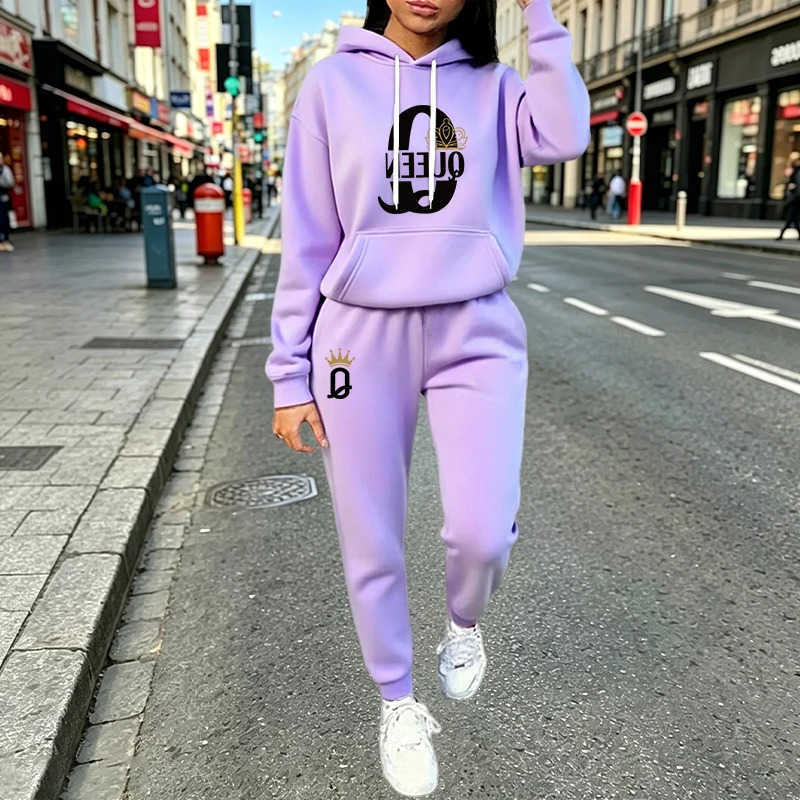 Womens New Tracksuit Quty Casual Hooded Sweatshirt Outfits Outdoor Jogging Sports 2 Pcs Sets Autumn Winter Wo Pants Suit S2609161T2U