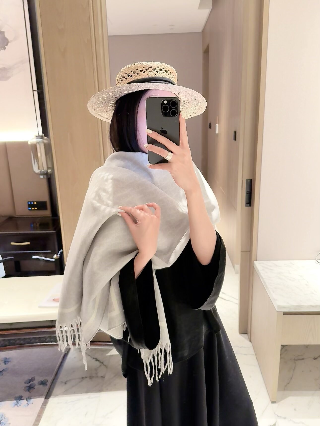 Luxury women's double-sided cashmere scarf, warm for winter, designer scarf.