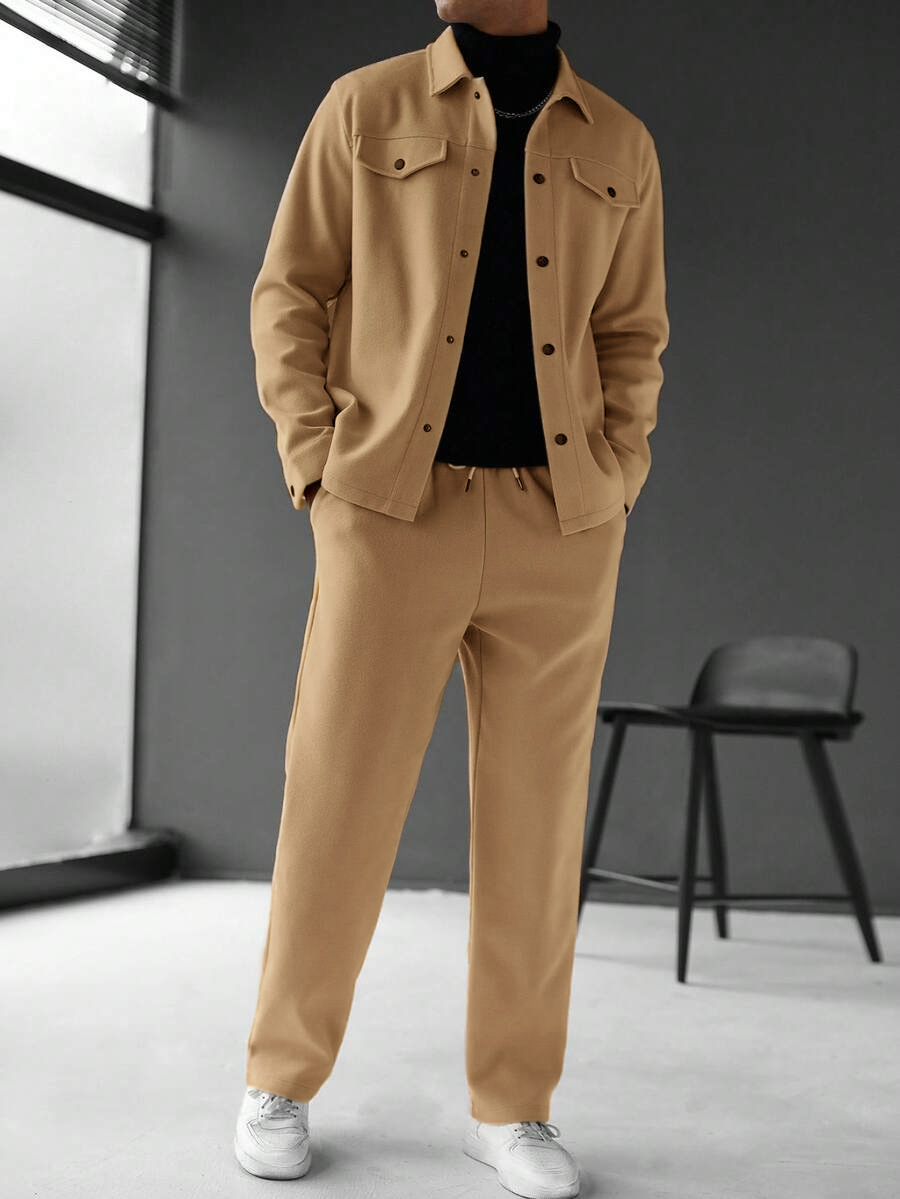 Golf men's lapel casual button pocket sports suit men's fashion autumn man vintage two-piece blazer jackets and pants trousers suits