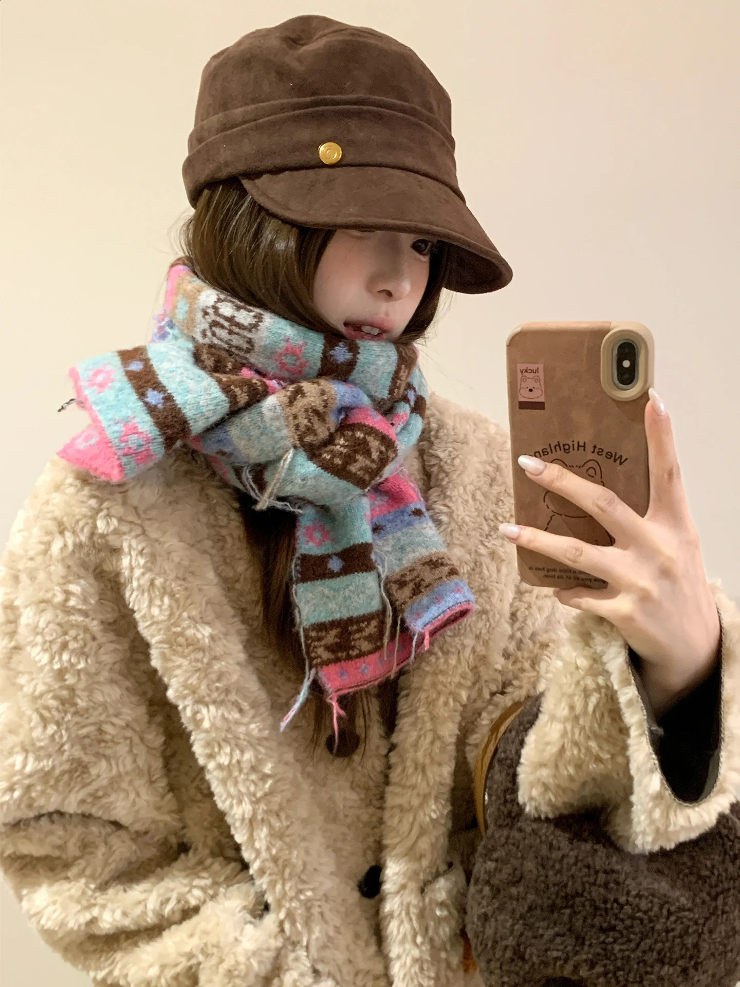 Retro Fair Lsle Wool Blend Striped Jacquard Scarf For Women Thickened Warm Knit Autumn And 260910