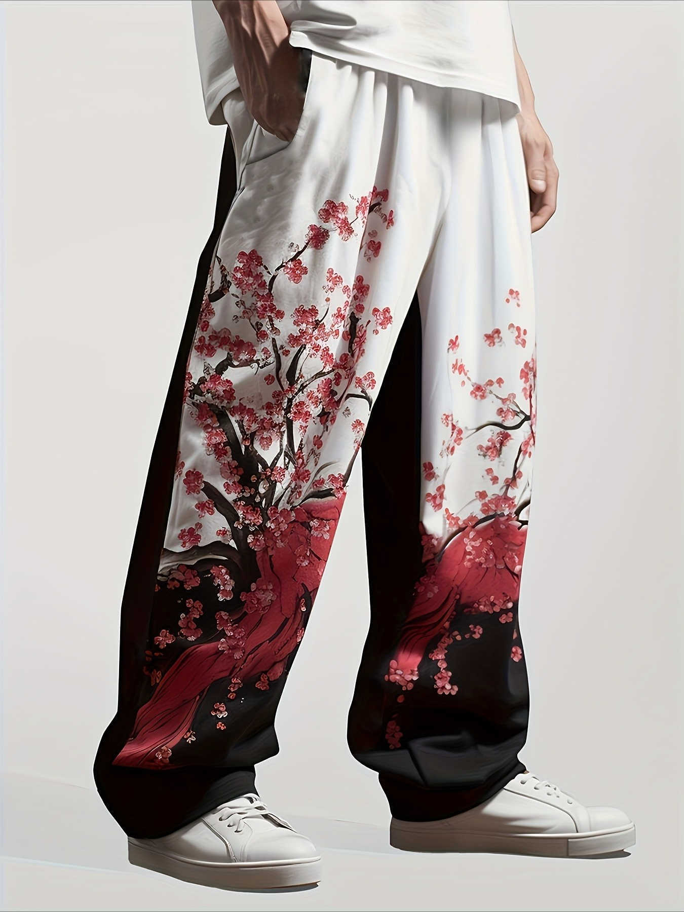 2026 Fashion New Cool Japanese Limited Edition Cherry Blossom Pattern Loose Outdoor Sports Street Harajuku Casual Pants D260916