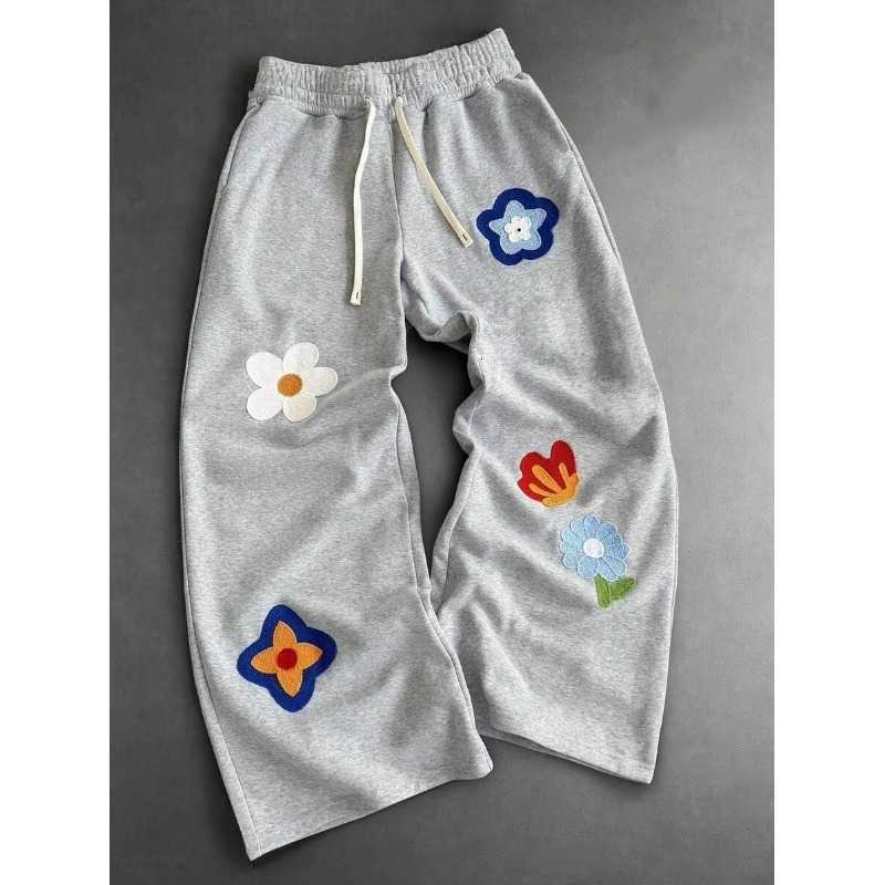 Soft Men's 2026 Loose Summer Fit Grey White Bubble Letter Print Drawstring Elastic Waist Breathable Casual Streetwear Trousers D260916