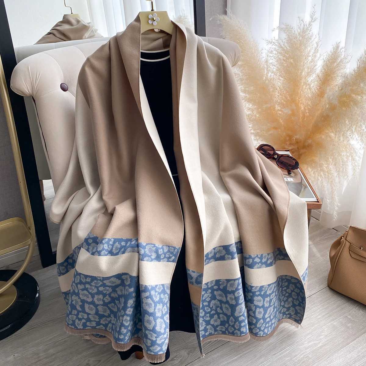 2025 Fashion Design Winter Cashmere Scarf Women Elegant Warm Pashmina Blanket Poncho Scarves Female Leopard Print Shawl Bufanda Q260916