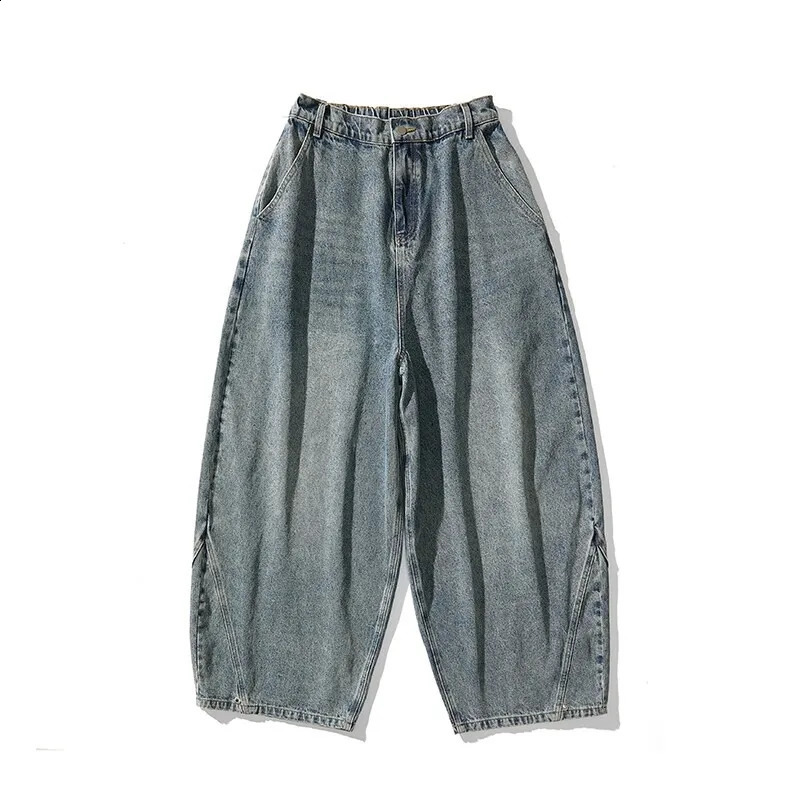 Fashion Denim Wide Leg Pants Men Loose Hip Hop Casual Jeans Streetwear Fashion Elastic Waist Casual Denim Trousers Plus Size 5XL 260916