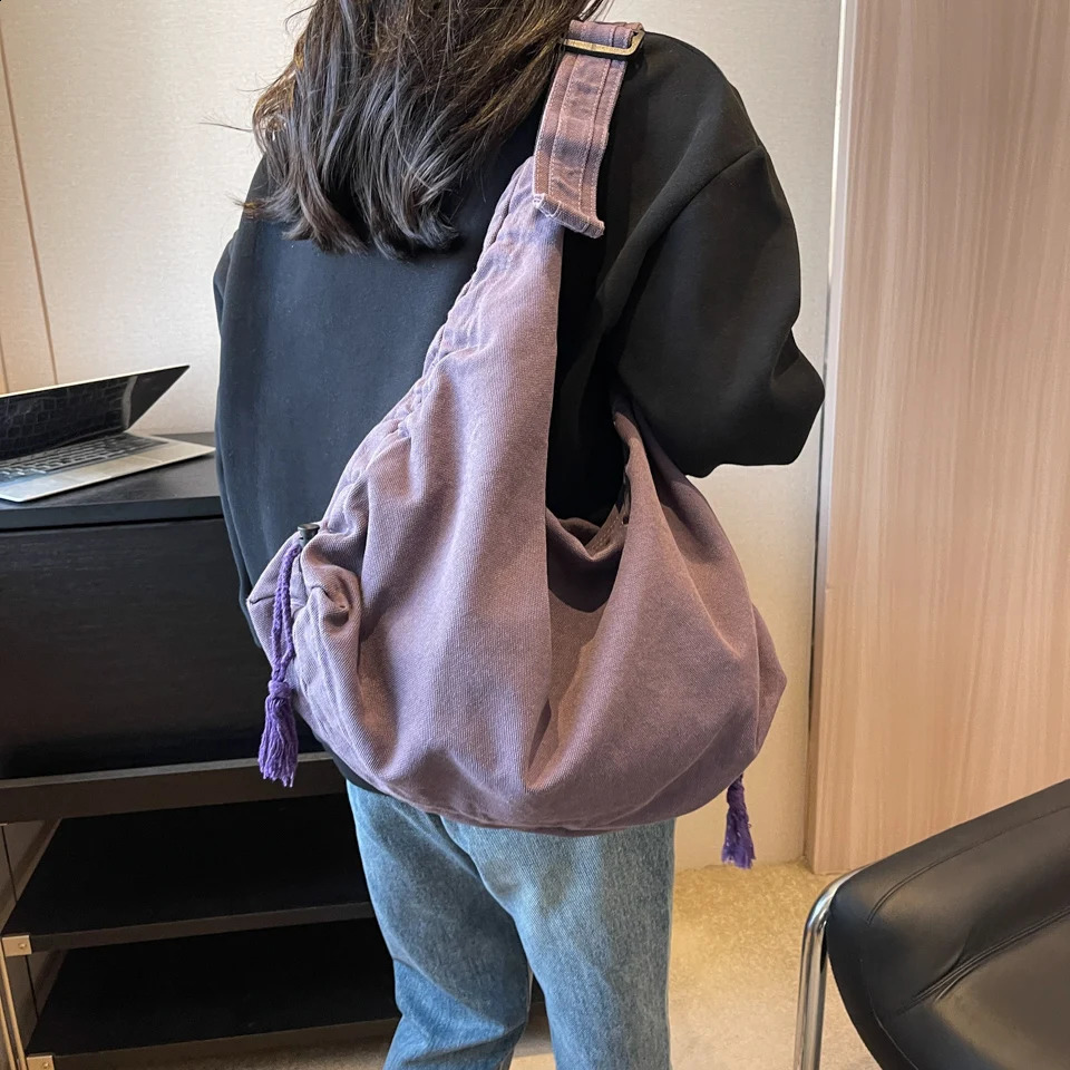Women Casual Canvas School Crossbody Bags For Student Female 100 Cotton Large Capacity Tote Bag Trendy Cool Men Shoulder 260915