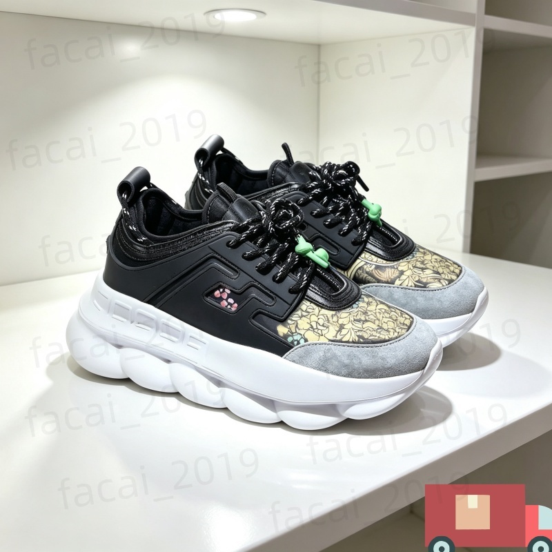 2026 Fashion Casual Shoes Italy Top 1 Quality Chain Reaction Wild Jewels Chain Link Trainer Sneakers Cherry Bluette size EUR 36-46 f1