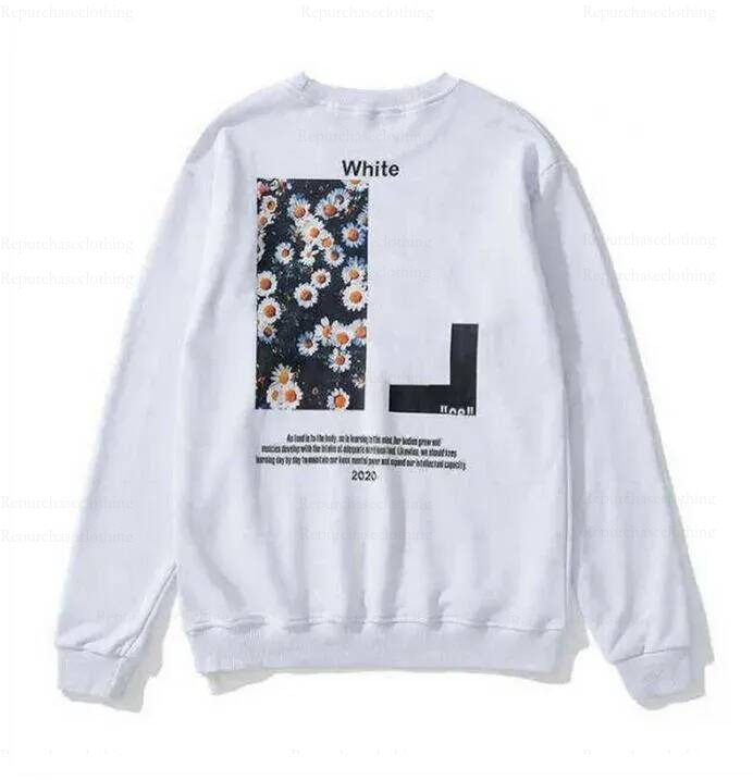 Offes White Long Sleeves Designer High Quality Streetwear Man Womens Pure Cotton Hooded Skateboards Hoodys Street Pullover Sweatshirt Clothes Oversi