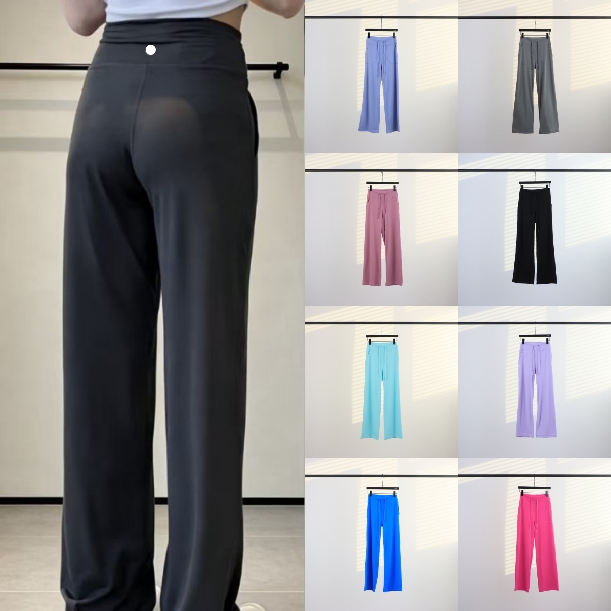 Women Yoga Pants Gym Workout Pants High Waist Drawstring Straight Leg Loose Slimming Long Pants Wide Leg Casual Running Fitness Sports Lounge Pilate