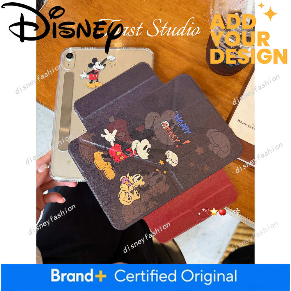 Toast/ Mickey and Pluto~ Cute Illustration Dark Stain-Resistant Lychee Pattern Tablet Protective Case Anti-Bending Acrylic Suitable for iPad Apple P