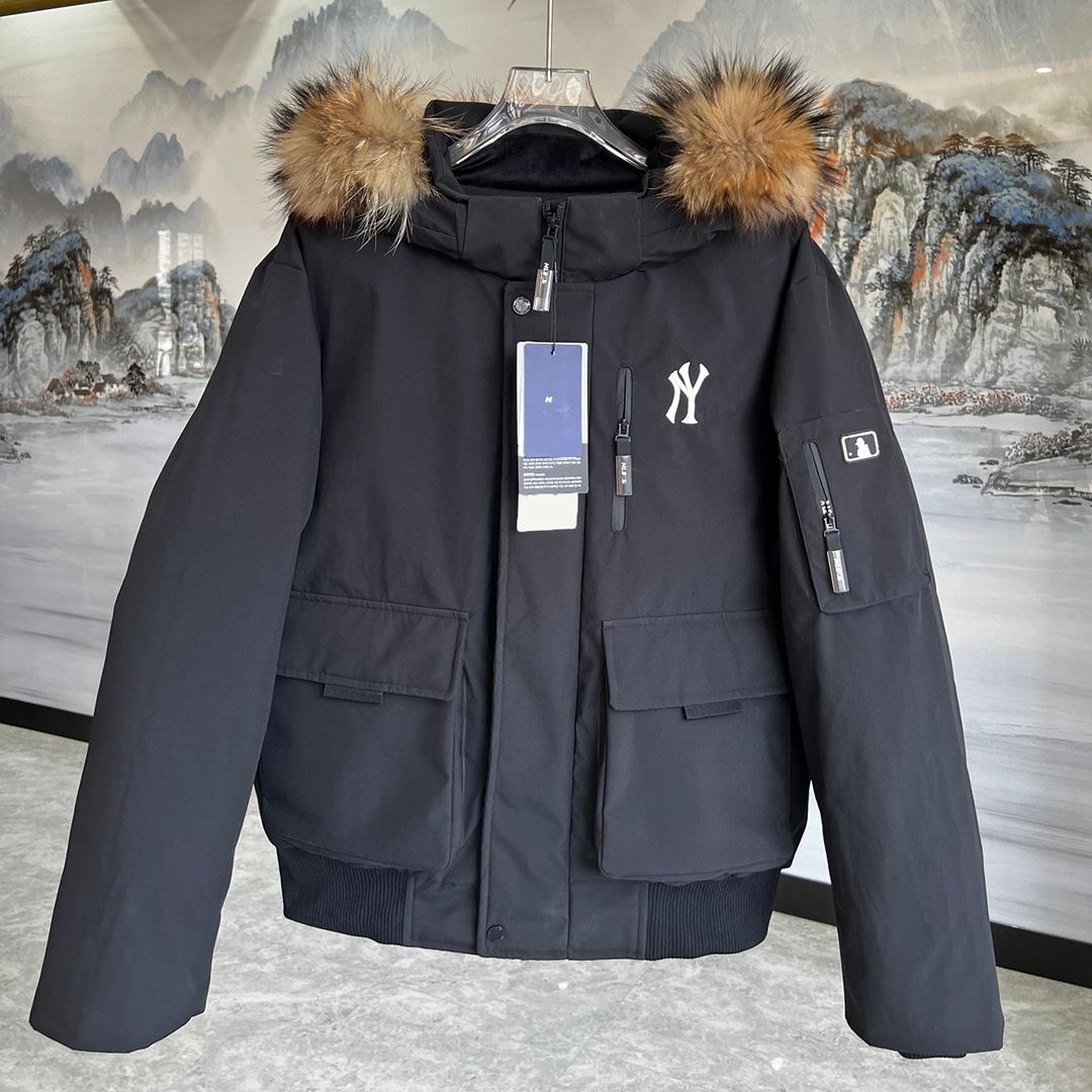 Jacket men jacket windbreaker jacket puffer jacket down jackets High quality coats peak purple Raccoon fur collar sleeve Zipper fill down warm coat