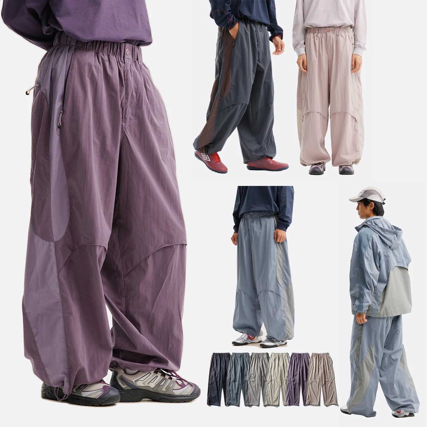 Outdoor Men Fashion Women Splice Loose Casual Lightweight Quick Dry Sports Cargo Baggy Pants Track Trouser Jogger Sweatpants D260916