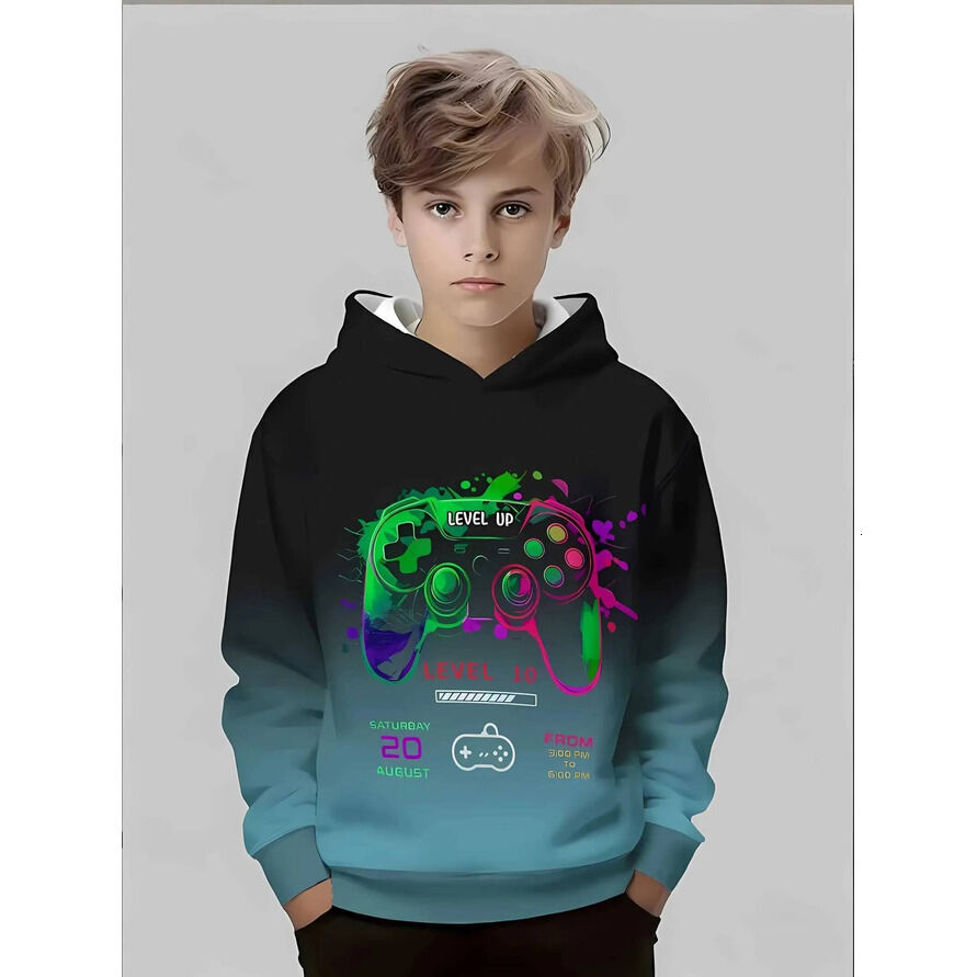 Girls Hoodie The 2026 pullover Autumn New Childrens Fashionable And Comfortable With 3D Game Controller Pattern Printed Casual Trendy Pullover Crew