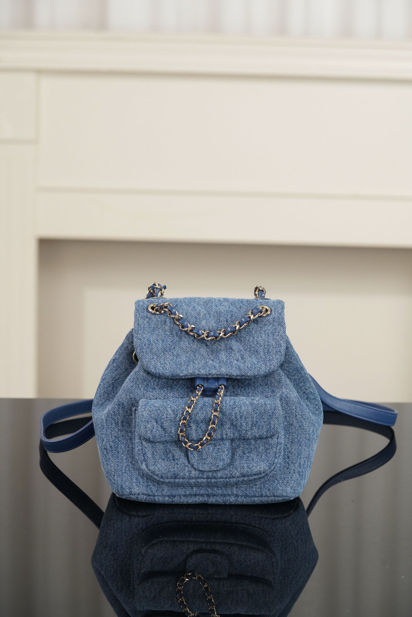 10A High-Quality Luxury Designer Denim Flap Backpack for Women, Casual Fashion Chain Bag