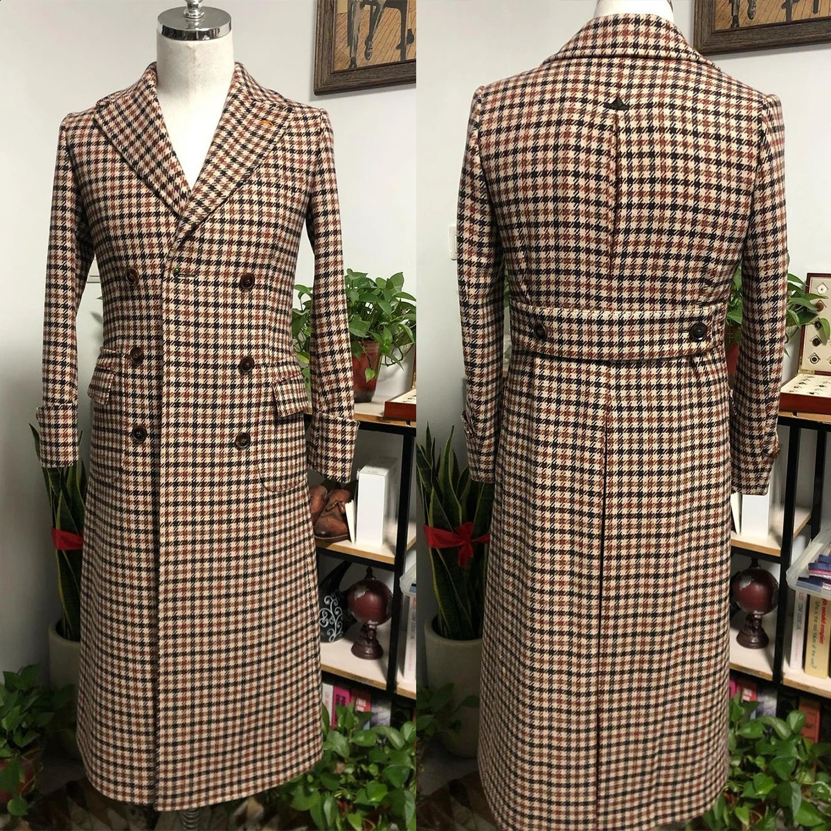 Fashion Woolen Men Suits Long Overcoat Double Breasted Wide Lapel Modern Winter Warm Formal Business Wedding Causal Prom Daily 260915
