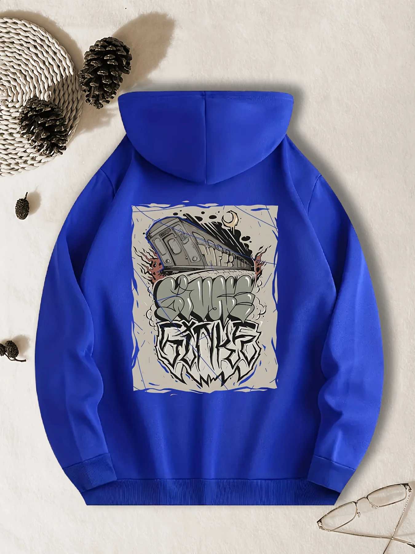 urban women's Men's graffiti and hooded sweatshirts with city streetartdesign onthebackSportypulloverhoodedlong-sleevedt-shirts. D2609151