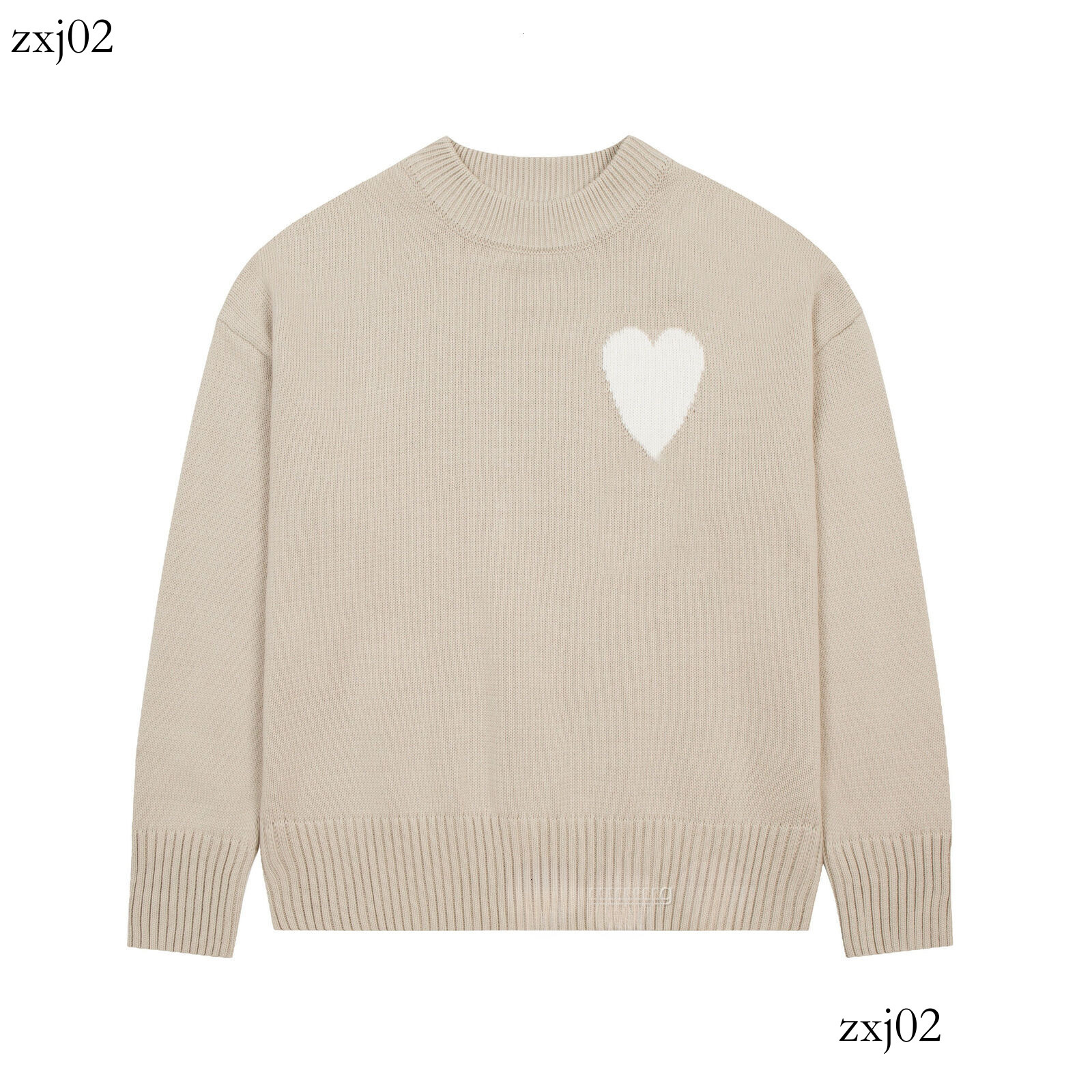 A-Line Small Red Heart Fashion Men Women Wear Designer Shirt Knitted Sweater Embroidered Heart Solid Color Big Love Round Neck Long Sleeve Knitted P