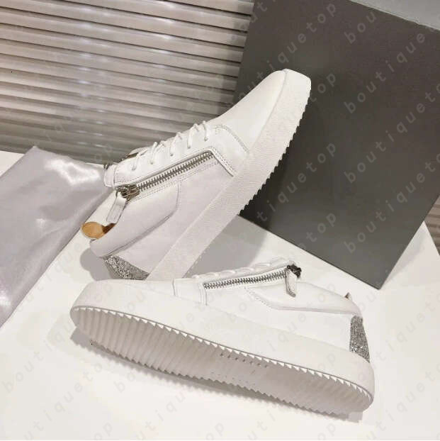 brand genuine leather giuseppe zannotti Sneakers Shoes Top Quality Designer giuseppezenotti Shoes Man Shoe Sneakers For Women High White Zip Low Men