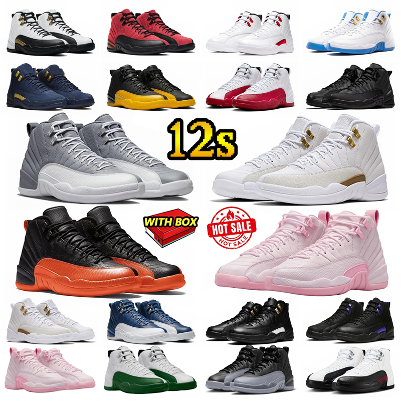 With Box 12 12s Men Bloodline Basketball Shoes Taxi Royalty Playoffs Barons Field Purple Reverse Flu Game Royal French Blue Sport 40-47