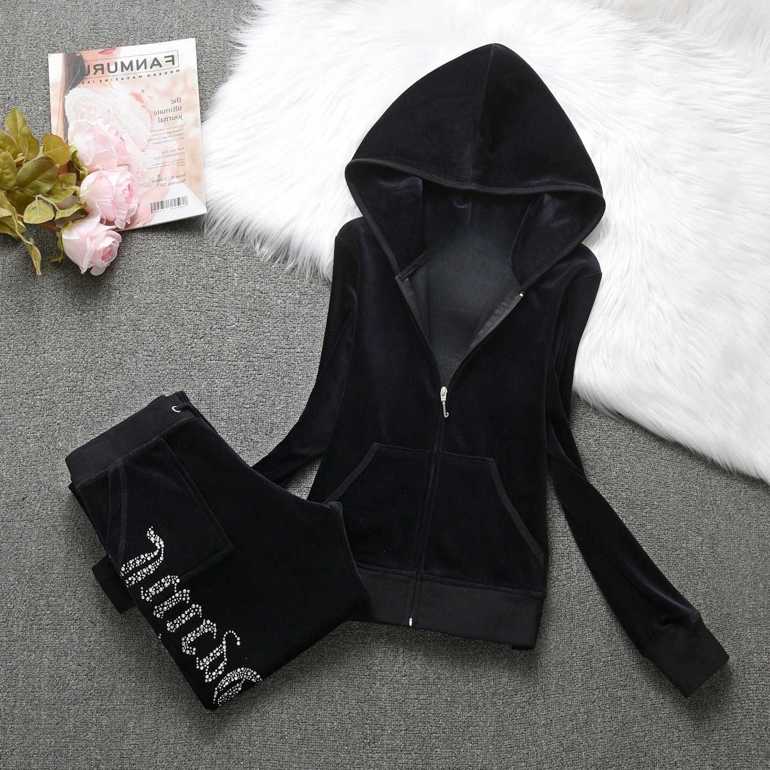 Tracksuit Velvet Women 2 Piece - Heavy Duty Flce Lined Hooded Top Trousers Solid Colour Warm Winter Jogger Set S260916WG8X