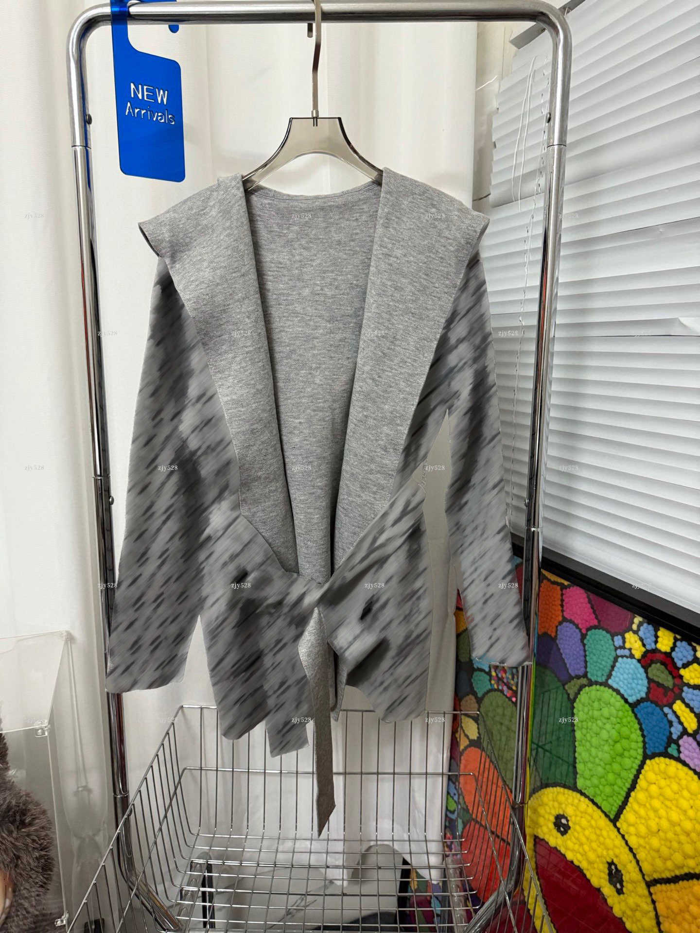 New Women's double sided hooded knitted cardigan women designer clothes tie up abstract printed long sleeved coat A407X08N011