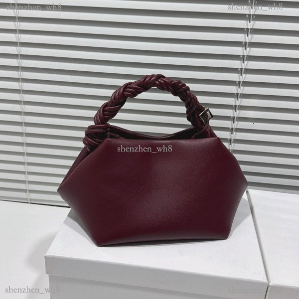 Denmark Nordic style Small Bou Bag in Grained Brown ganniibags Women's Bag 2025 New French Tofu Bag Hexagonal Suede Shoulder Crossbody Bag High