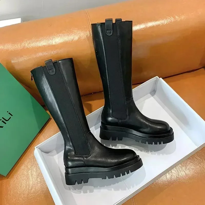 Women High Boots Fashion Woman Nonslip Waterproof Winter Zipper PU Leather Knee y Platform Long 260916