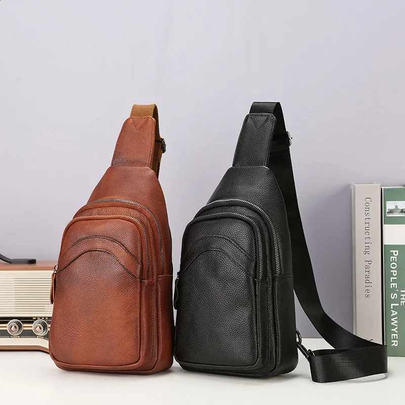 y er Men's Genuine Top-Grain Leather Chest Bag Latest Soft Leather Large-Capacity Casual Crossbody Bag for Daily 260916