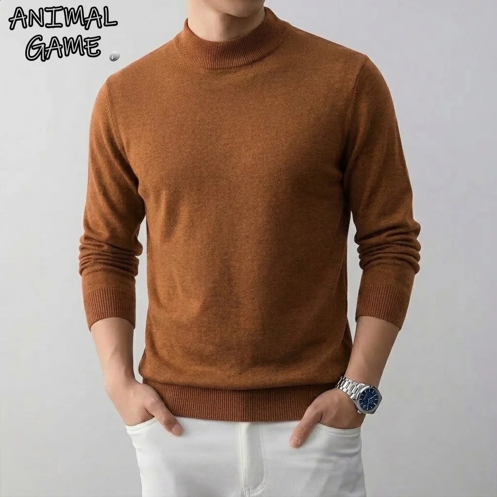 Men's Solid High Stretch Mock Turtleneck Knit Sweater Jacket Casual Warm Long Sleeve Coat Winter Knitted Tops Men Cold Weather 260916