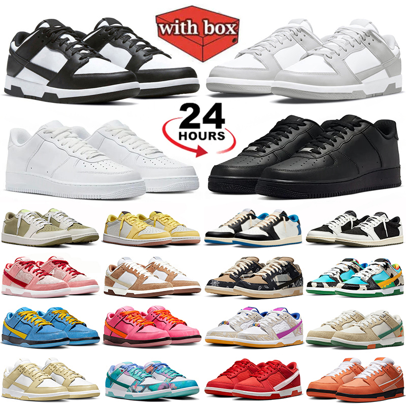 With box for designer shoes men women running shoes White Black Panda Orange Wheat Pink UNC trainers outdoor sports sneaker size eur36-48