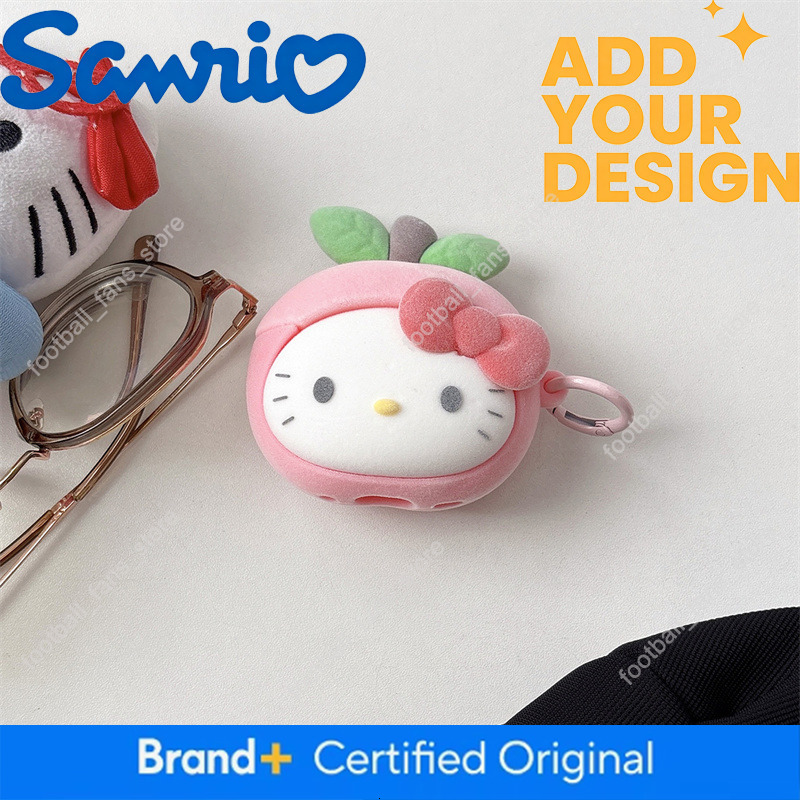 For Apple AirPods 1 4 Pro 3 2 Case Cute 3D Cartoon Plush Peach Hello Kitty Silicone Earphone Protective Cover ec
