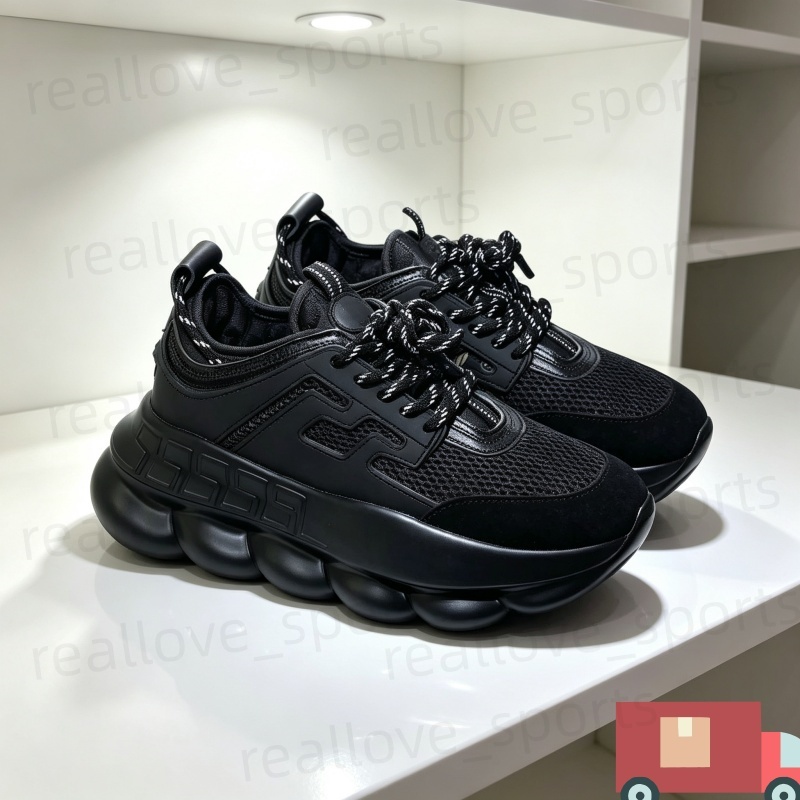 designer shoes Chain Reaction Men Women Shoes Rubber Suede Triple Black White Bluette Gold Red Brown Orange Blue Mens Casual Trainers Platform baske