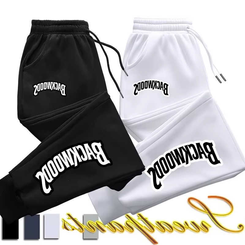 New 2026 New Curved Sweatpants Text Print Sweatpants Men Backwoods Letter Print Casual Streetwear Joggers D260916