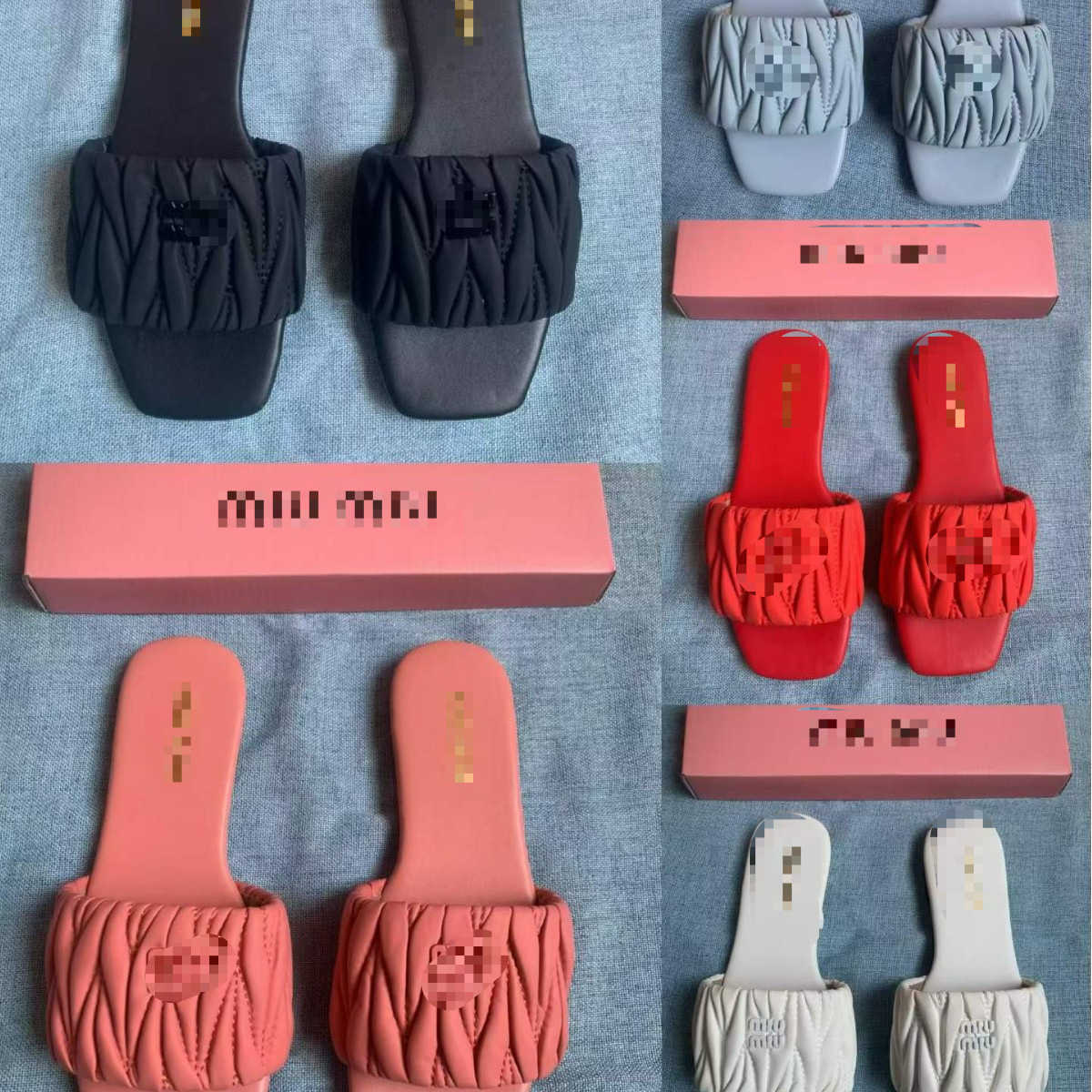 M's new genuine leather pleated elegant and stylish chunky heel sandals for women French-style comfortable mid-heel slip-on Q260916