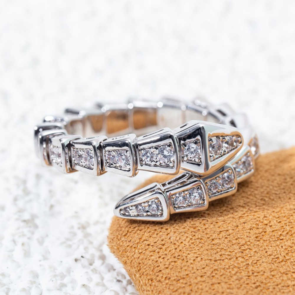 Rings Band s Ring Silver Plated Rings For Women Open Snake Pattern Rings Easy Deform Lady Bone Rings Full Diamond Top Level Gift Casual Gift S260916